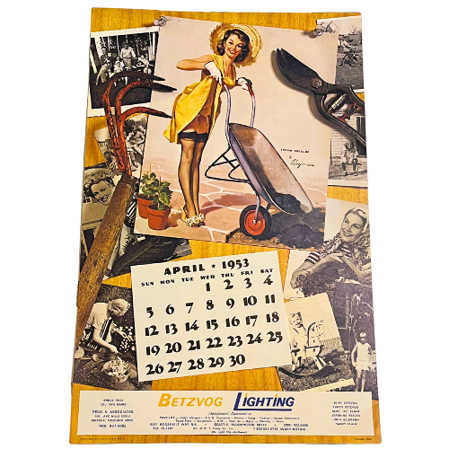 Vtg The Fabulous Fifties 1953 Calendar Art by Gil Elvgren ~ 1981, 2016 Repeating Calendar Years  17" by 11"  *See Description