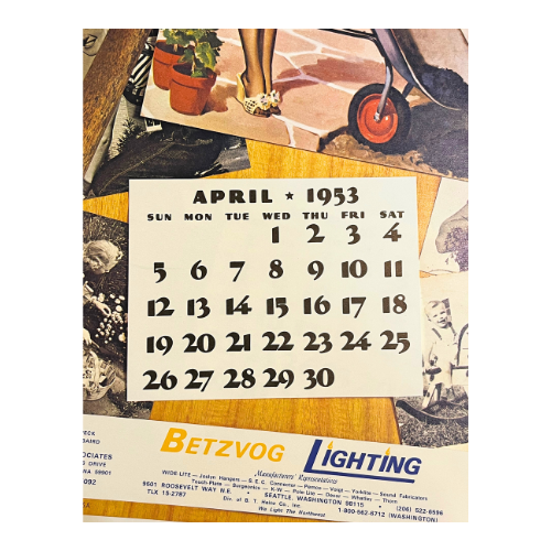 Vtg The Fabulous Fifties 1953 Calendar Art by Gil Elvgren ~ 1981, 2016 Repeating Calendar Years  17" by 11"  *See Description