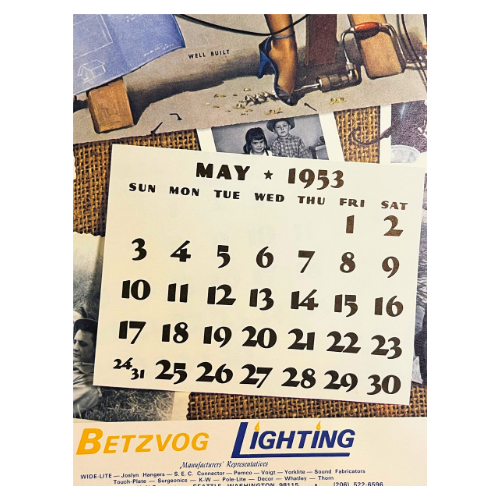Vtg The Fabulous Fifties 1953 Calendar Art by Gil Elvgren ~ 1981, 2016 Repeating Calendar Years  17" by 11"  *See Description