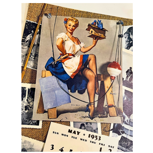 Vtg The Fabulous Fifties 1953 Calendar Art by Gil Elvgren ~ 1981, 2016 Repeating Calendar Years  17" by 11"  *See Description