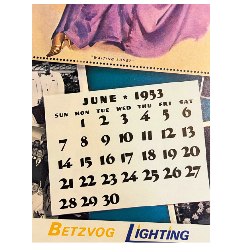 Vtg The Fabulous Fifties 1953 Calendar Art by Gil Elvgren ~ 1981, 2016 Repeating Calendar Years  17" by 11"  *See Description