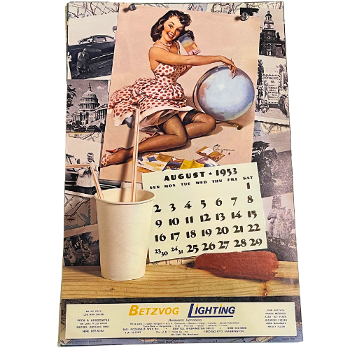 Vtg The Fabulous Fifties 1953 Calendar Art by Gil Elvgren ~ 1981, 2016 Repeating Calendar Years  17" by 11"  *See Description