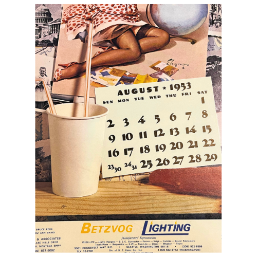 Vtg The Fabulous Fifties 1953 Calendar Art by Gil Elvgren ~ 1981, 2016 Repeating Calendar Years  17" by 11"  *See Description