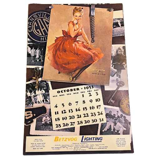 Vtg The Fabulous Fifties 1953 Calendar Art by Gil Elvgren ~ 1981, 2016 Repeating Calendar Years  17" by 11"  *See Description