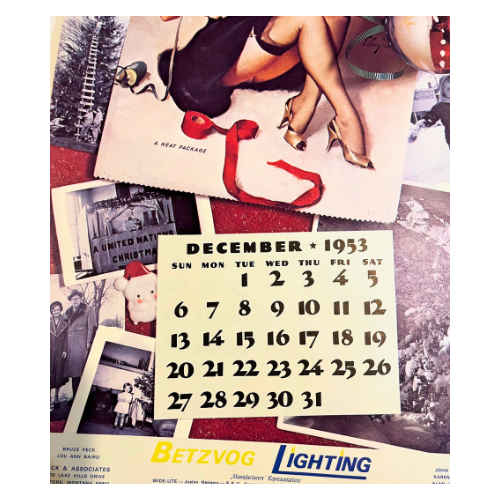 Vtg The Fabulous Fifties 1953 Calendar Art by Gil Elvgren ~ 1981, 2016 Repeating Calendar Years  17" by 11"  *See Description