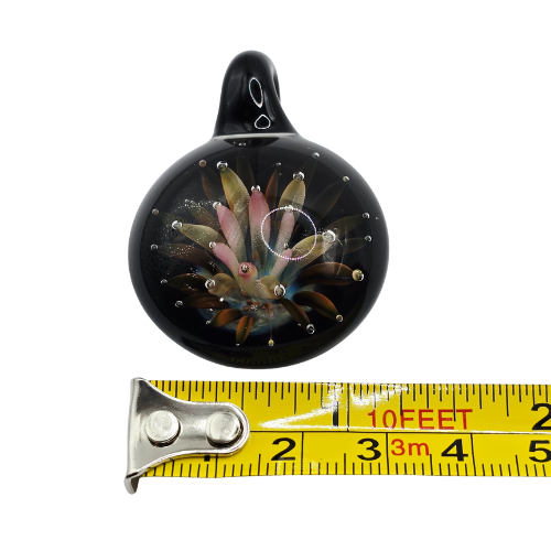 Vintage Signed Andy Ray "Galactic Glass" 3D Floral Implosion Pendant Mint RARE