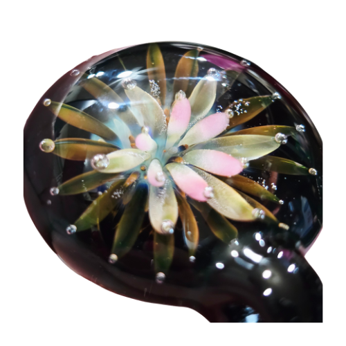Vintage Signed Andy Ray "Galactic Glass" 3D Floral Implosion Pendant Mint RARE