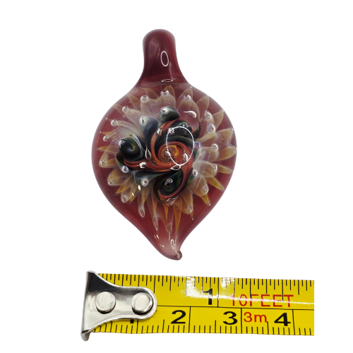 Vintage Signed Andy Ray Pendant Fume Flower Vortex Implosion Style Galactic Glass Tear Drop Pendy Shape Style