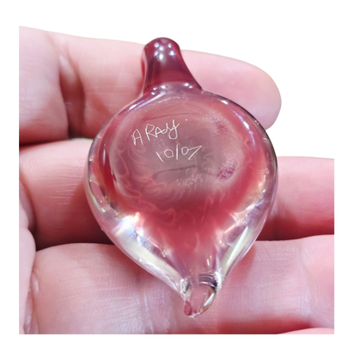Vintage Signed Andy Ray Pendant Fume Flower Vortex Implosion Style Galactic Glass Tear Drop Pendy Shape Style