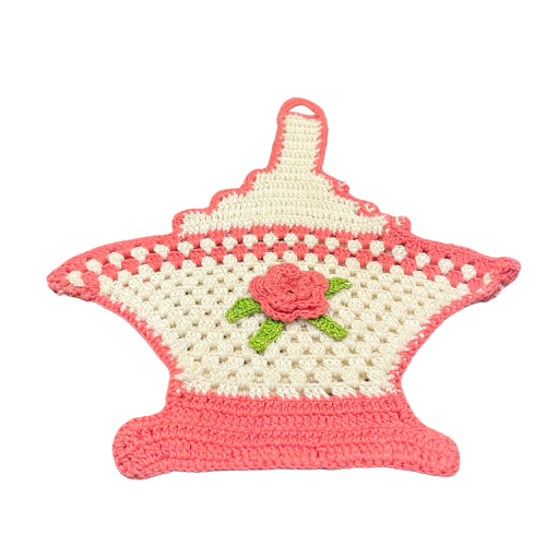 Vintage Crocheted Basket Wall Hanging Doily Pocket
