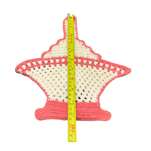 Vintage Crocheted Basket Wall Hanging Doily Pocket