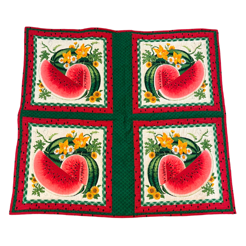 Handmade Watermelon Vine Quilted 3' by 3' Picnic Square/ Lap Quilt