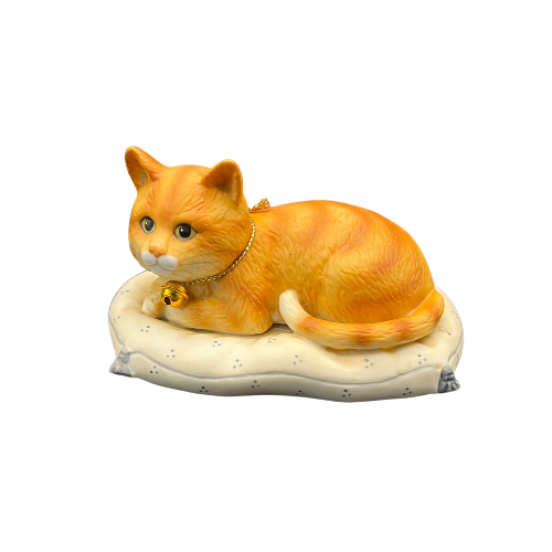 Vintage 1980s Orange Tabbt Cat on Pillow Figurine by Gordon Fraser SCHMID