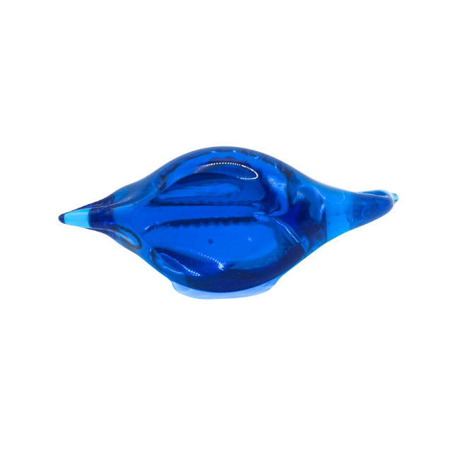 Hand Blown Blue Glass Dolphin Paperweight UV Glow Glass Coastal Beach Decor Art Figurine