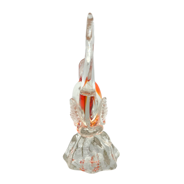 Vintage Murano Style Hand Blown Art Glass Goldfish Orange & Clear Sculpture 6.25" Tall