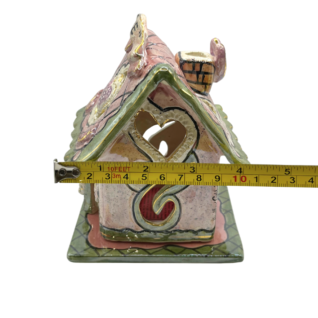 Blue Sky Clayworks Love Shack Cottage Pink Heather Goldminc Candle Holder Retired