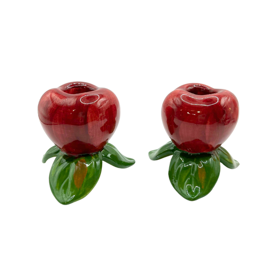 Vintage Franciscan Apple Candle Holders Ceramic Grammy Cottage Core