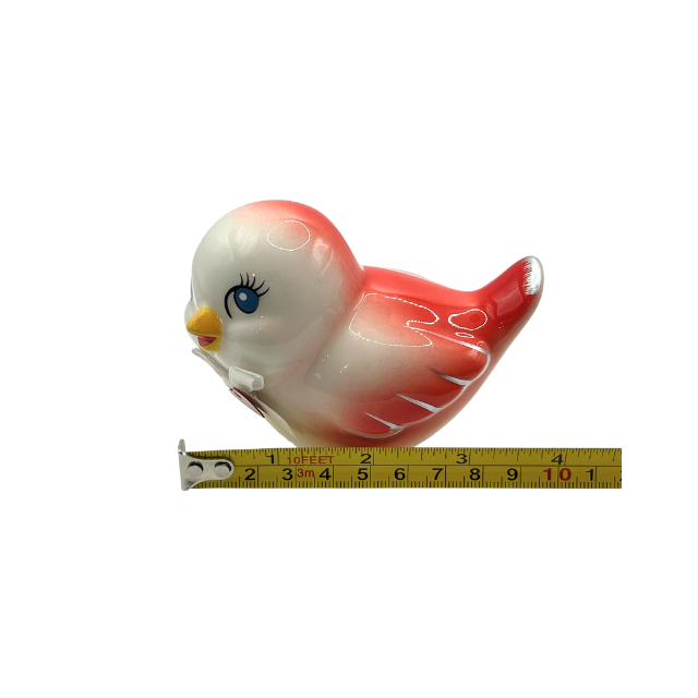 Vintage Inspired Ceramic Bird Figurines White Pink with Heart Bow Accents * as is