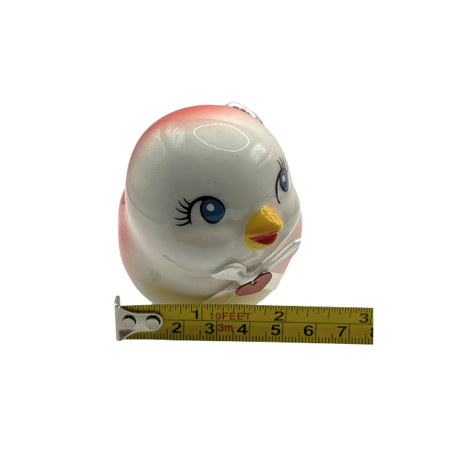 Vintage Inspired Ceramic Bird Figurines White Pink with Heart Bow Accents * as is