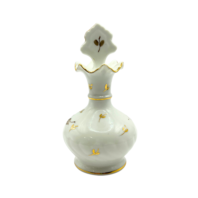 Lefton Charleton Collection Perfume Bottle  "2002A " Edition Hand Painted Floral Design Gold Trim