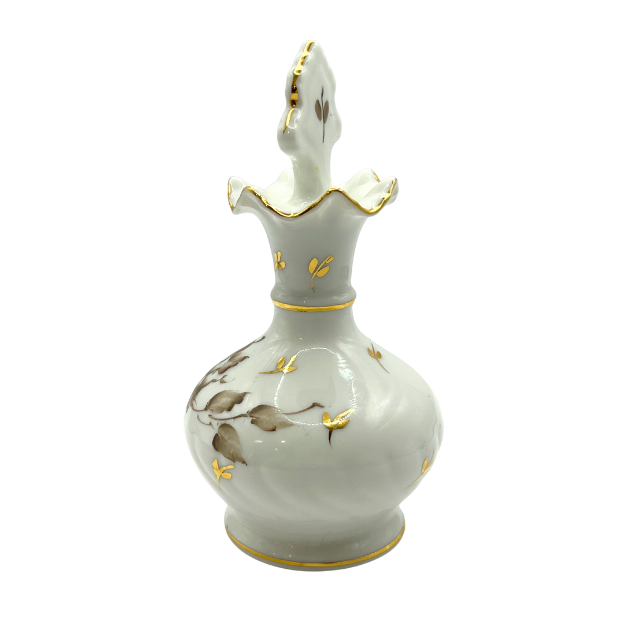 Lefton Charleton Collection Perfume Bottle  "2002A " Edition Hand Painted Floral Design Gold Trim