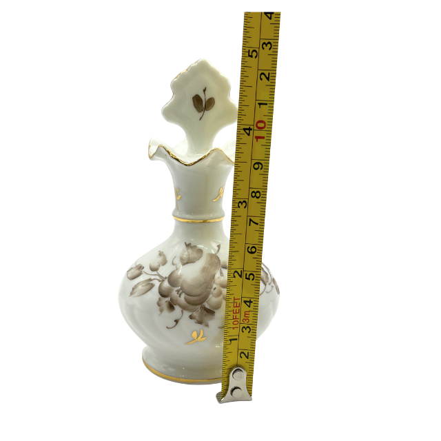 Lefton Charleton Collection Perfume Bottle  "2002A " Edition Hand Painted Floral Design Gold Trim