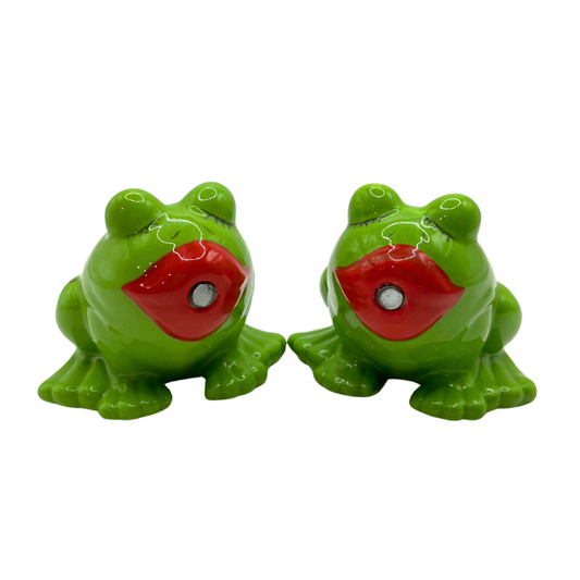 Kissing Frogs Magnetic Salt and Pepper Shakers By Ganz Ceramic - New