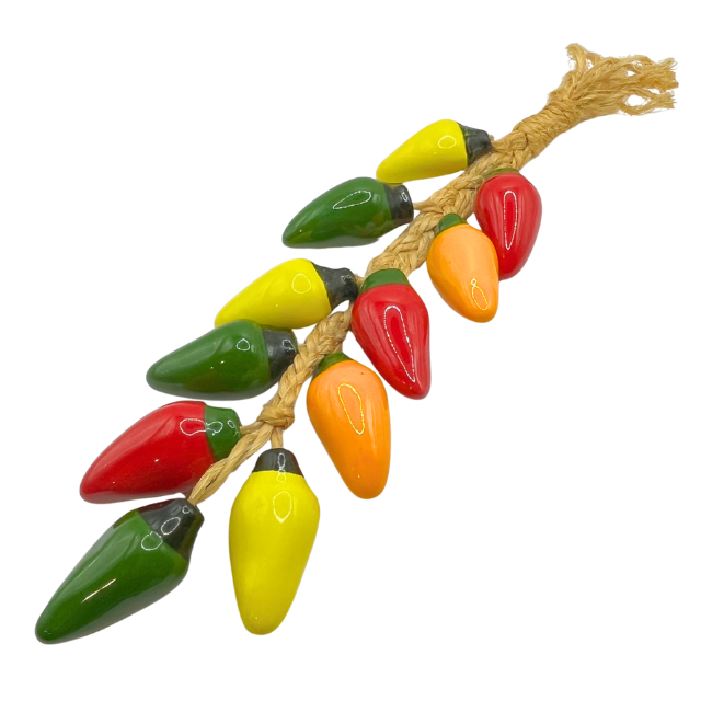 Vintage Hanging Ceramic Jalapeno Peppers on Rope