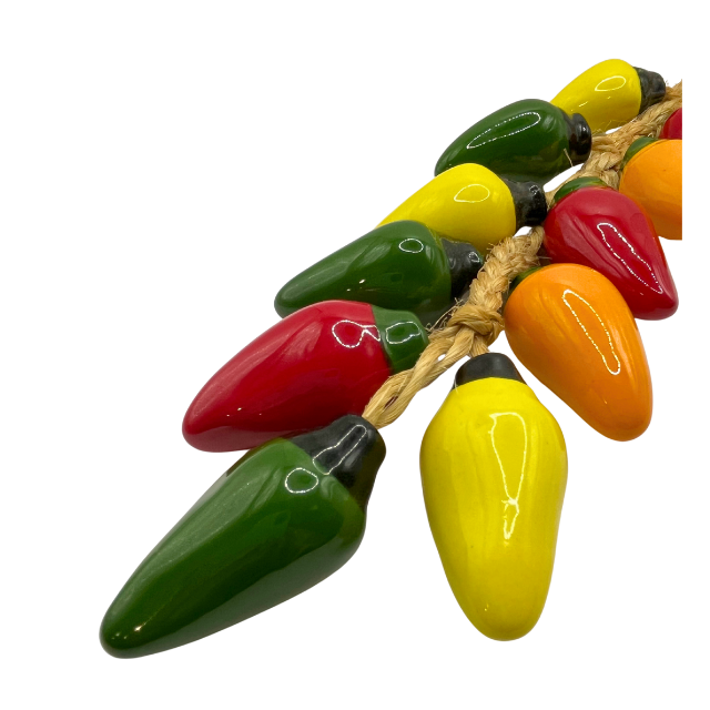 Vintage Hanging Ceramic Jalapeno Peppers on Rope