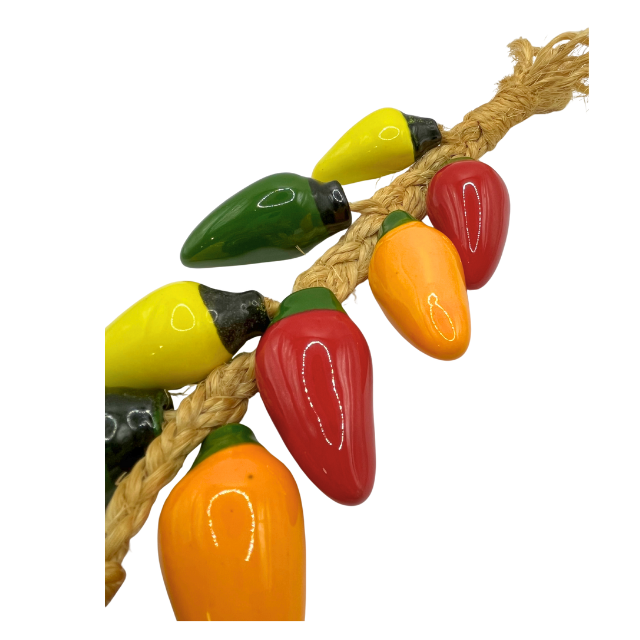 Vintage Hanging Ceramic Jalapeno Peppers on Rope