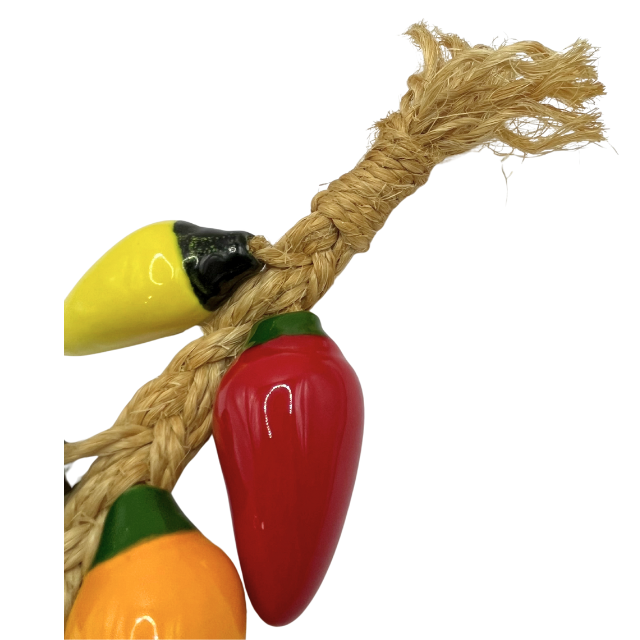 Vintage Hanging Ceramic Jalapeno Peppers on Rope