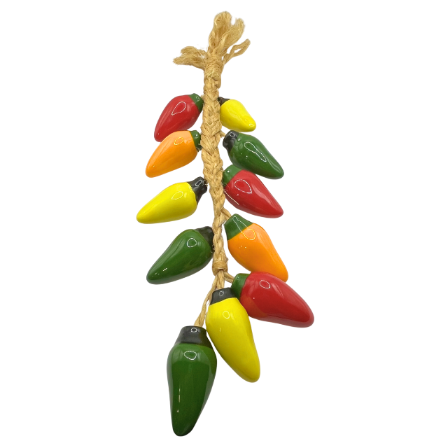 Vintage Hanging Ceramic Jalapeno Peppers on Rope