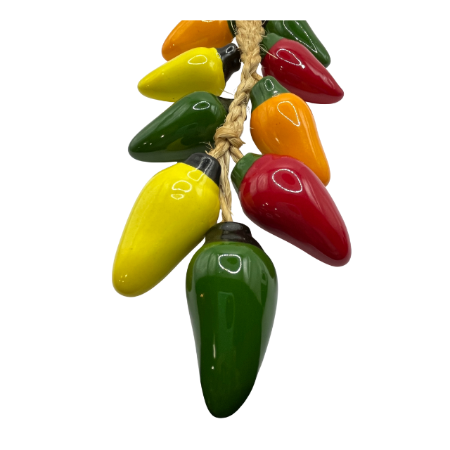 Vintage Hanging Ceramic Jalapeno Peppers on Rope