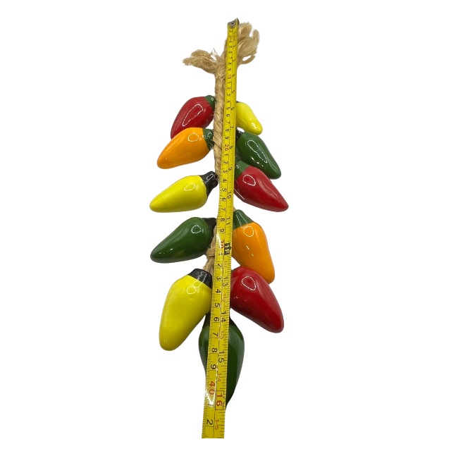 Vintage Hanging Ceramic Jalapeno Peppers on Rope