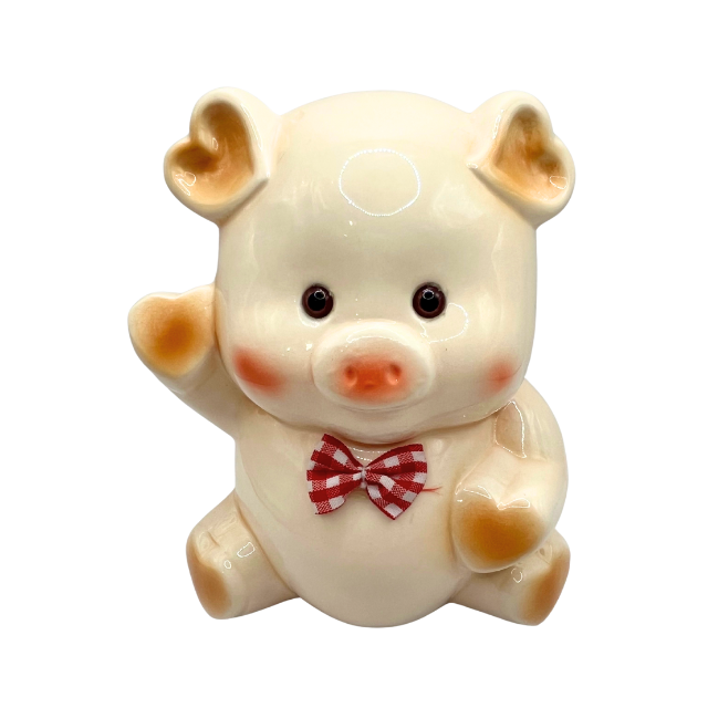 Vintage Anthropomorphic Piggy Bank 7" Hand Painted High Gloss Finish Ceramic Figurine