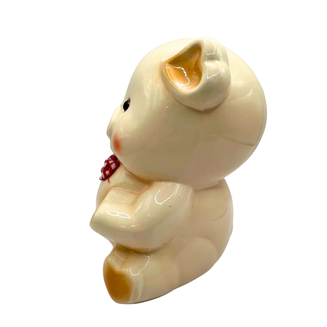 Vintage Anthropomorphic Piggy Bank 7" Hand Painted High Gloss Finish Ceramic Figurine