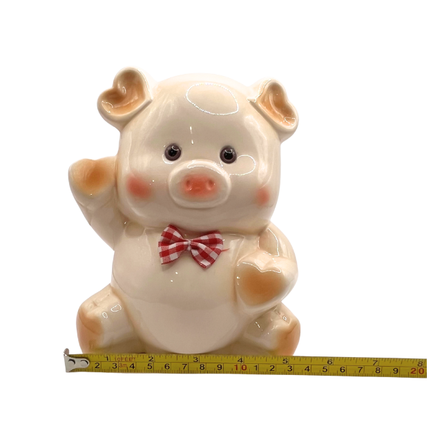 Vintage Anthropomorphic Piggy Bank 7" Hand Painted High Gloss Finish Ceramic Figurine