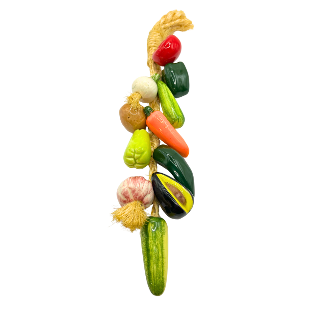 Vintage Realistic Vegetable Kabob Ceramic Wall Hanging 14" Kitchen Decor
