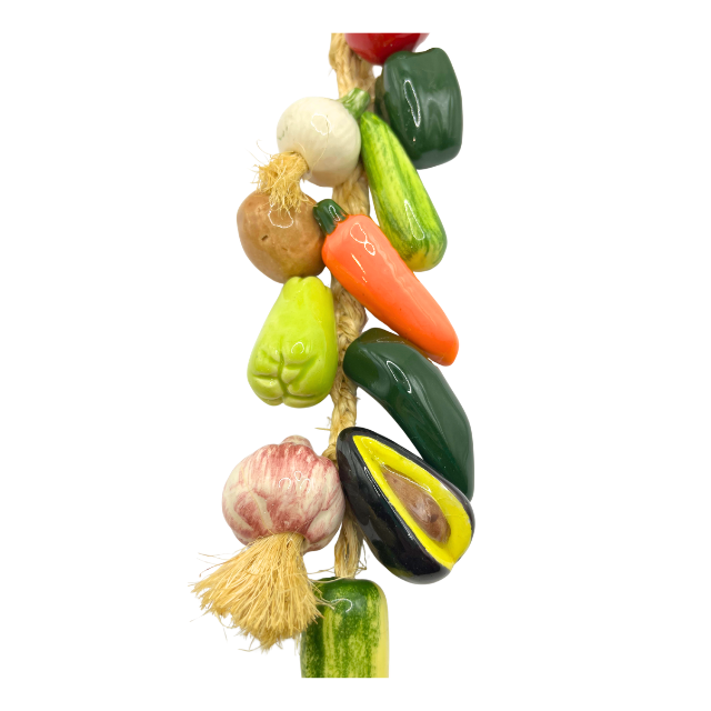Vintage Realistic Vegetable Kabob Ceramic Wall Hanging 14" Kitchen Decor