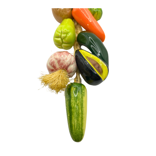 Vintage Realistic Vegetable Kabob Ceramic Wall Hanging 14" Kitchen Decor