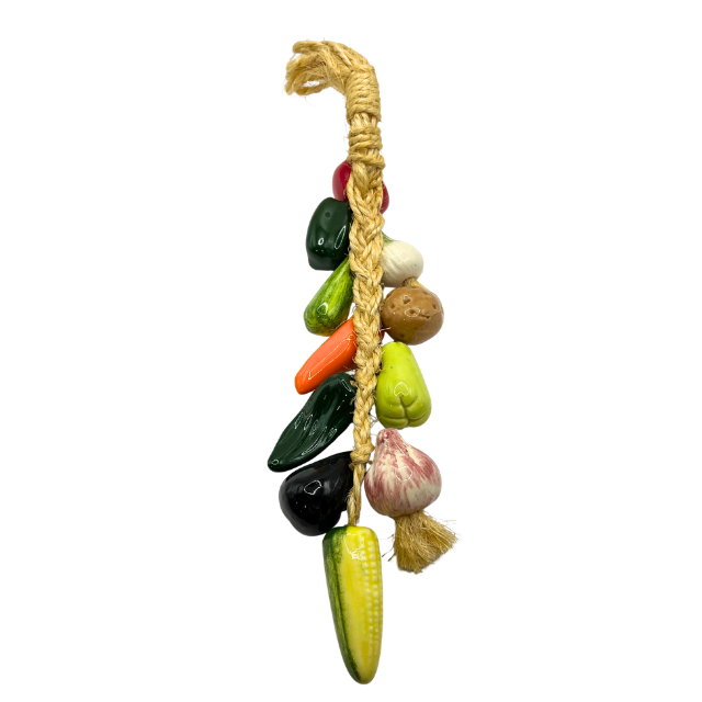 Vintage Realistic Vegetable Kabob Ceramic Wall Hanging 14" Kitchen Decor