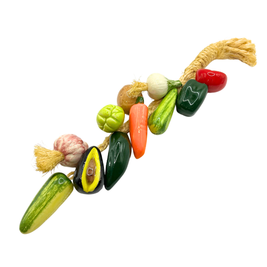 Vintage Realistic Vegetable Kabob Ceramic Wall Hanging 14" Kitchen Decor