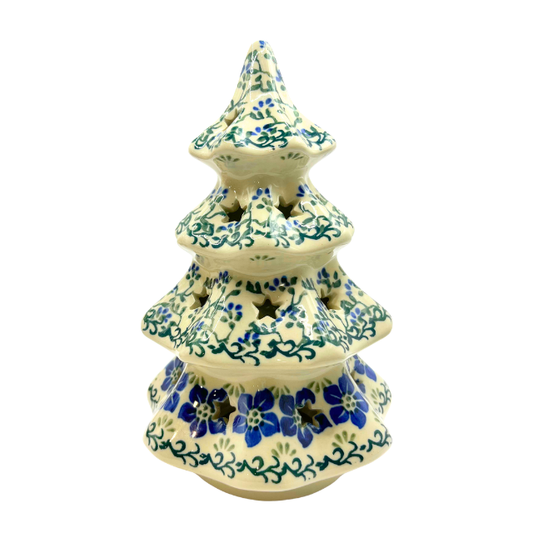 8" Polish Pottery Christmas Tree Candle Holder  Hand-Painted Stoneware Ceramika Artystyczna w/o Base Plate