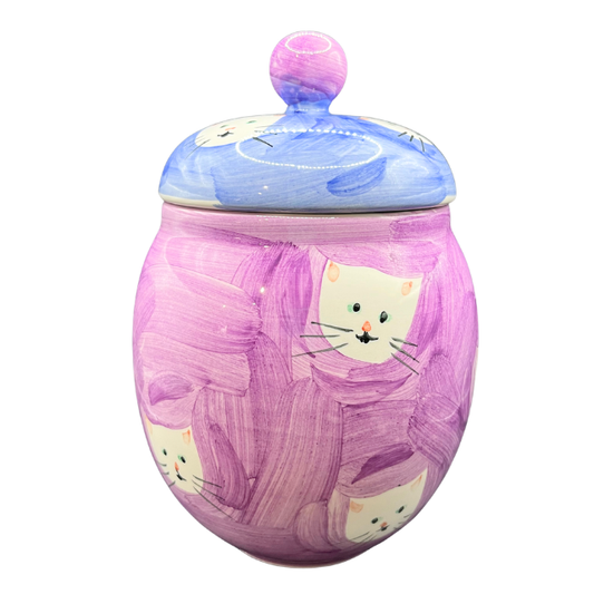 Hand-Painted Vintage Ceramic Cat Canister Gradmillennial Decor