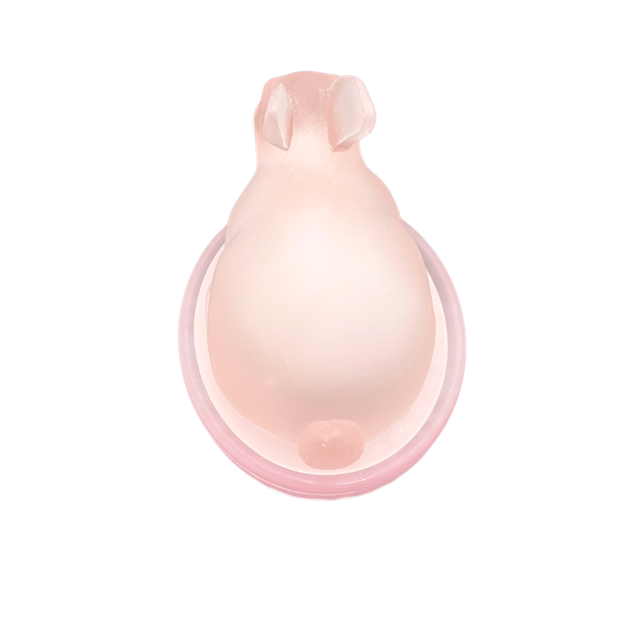 Pink Frosted Glass Bunny Rabbit on Nest Candy Dish Vintage Easter Decor
