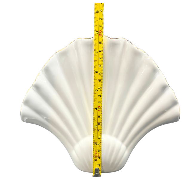 Lilly Pulitzer Seashell Vase Decorative Ceramic Nautical Beach House Decor White with Gold Trim