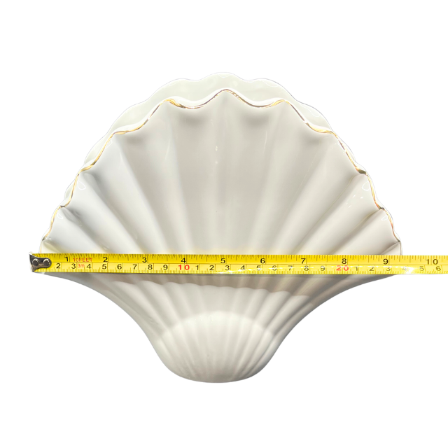 Lilly Pulitzer Seashell Vase Decorative Ceramic Nautical Beach House Decor White with Gold Trim