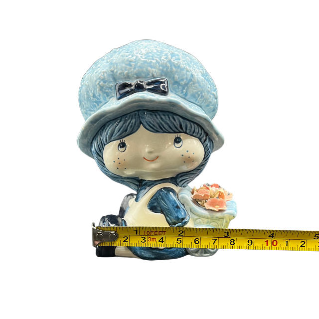 Vtg Strawberry Shortcake / Blueberry Muffin Plaster Figurine Doll Planter Hand Painted Made in Korea