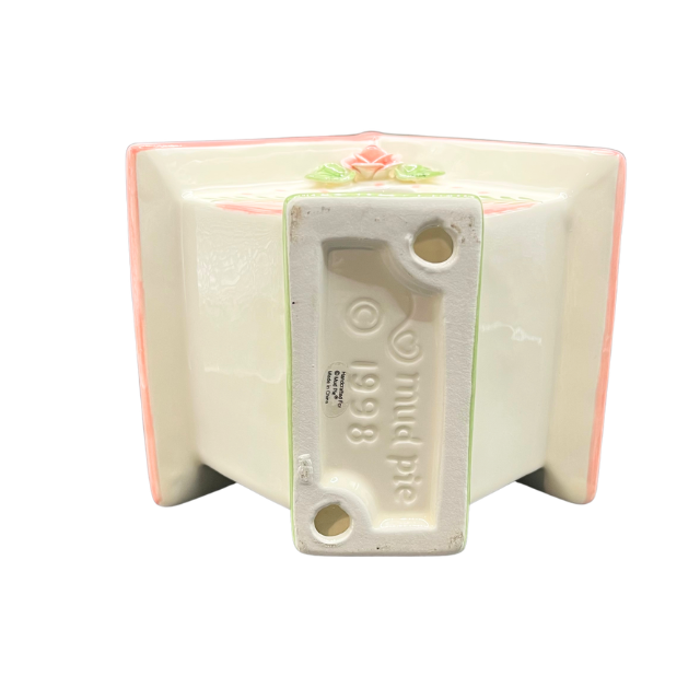 Vintage Ceramic Pink Floral Birdhouse by Mud Pie 1998