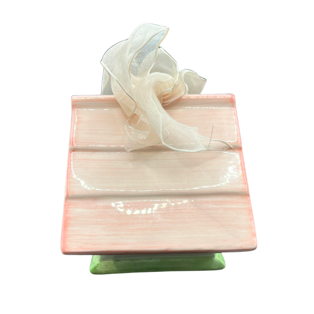 Vintage Ceramic Pink Floral Birdhouse by Mud Pie 1998